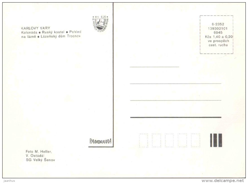 colonnade - Russian Church - spa - spa house Trocnov - Karlovy Vary - Karlsbad - Czechoslovakia - Czech - unused - JH Postcards