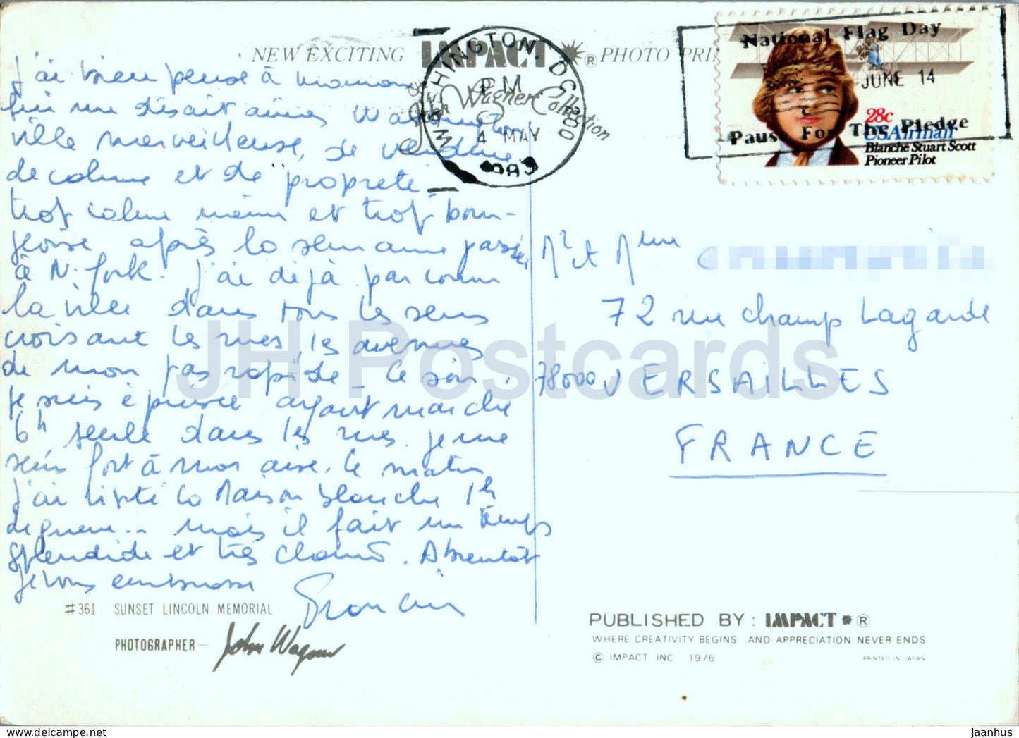 Washington DC - Sunset Lincoln Memorial - 361 - 1983 - USA - used