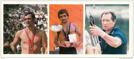 Soslan Andiyev - Sergei Kornilayev - free style wrestling - Soviet Olympic sport champions - 1979 - Russia USSR - unused - JH Postcards