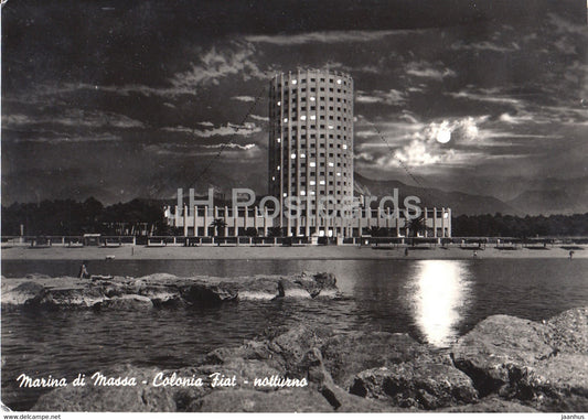 Marina di Massa - Colonia Fiat - notturno - Fiat Colony - old postcard - 1958 - Italy - used - JH Postcards
