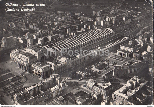 Milano - Milan - Veduta aerea - Stazione Centrale - railway station - 1950 - old postcard - Italy - used - JH Postcards