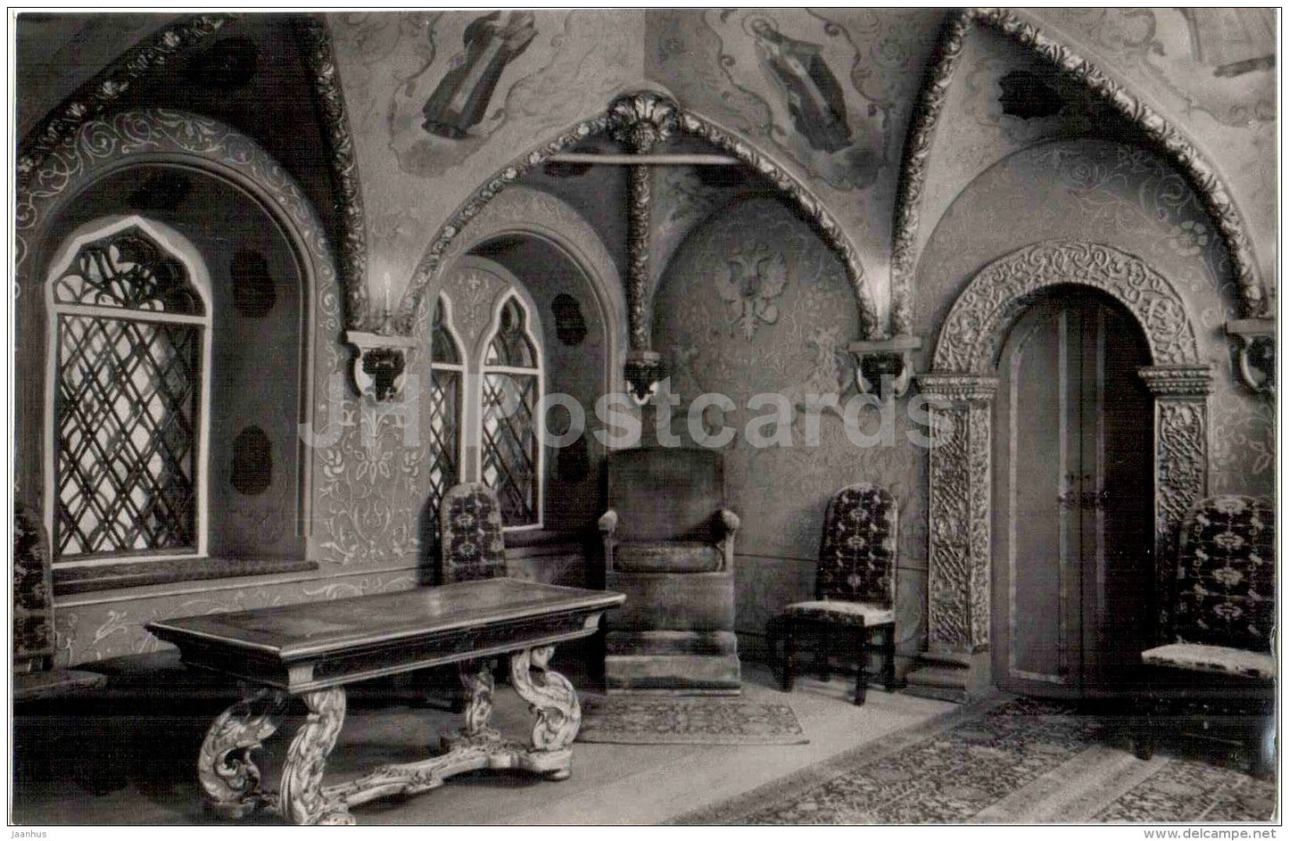 Throne Chamber of Terem royal chambers - throne - Grand Kremlin Palace - Moscow Kremlin - 1956 - Russia USSR - unused - JH Postcards