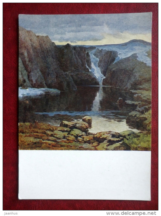 painting by I. Titkov , Karakol Lake , Altai - russian art - unused - JH Postcards