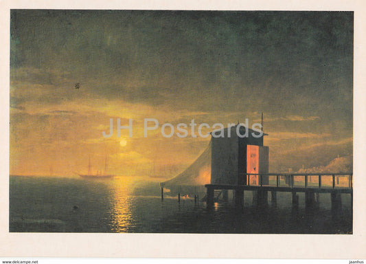 painting by Ivan Aivazovsky - Moonlight night . Bath in Feodosia - Russian art - 1981 - Russia USSR - unused - JH Postcards