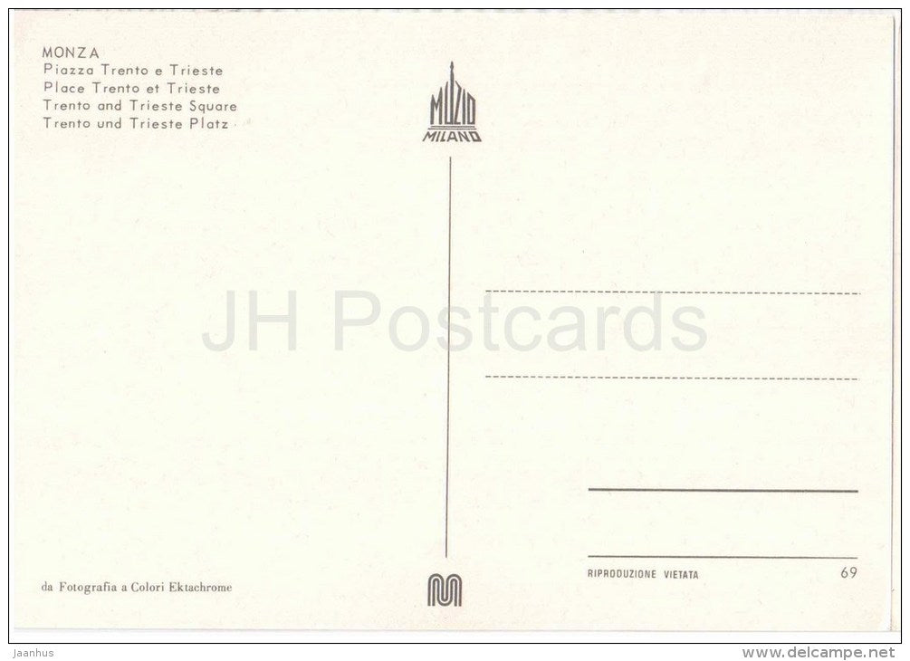 Piazza Trento e Trieste - square - Monza - Lombardia - 69 - Italia - Italy - unused - JH Postcards