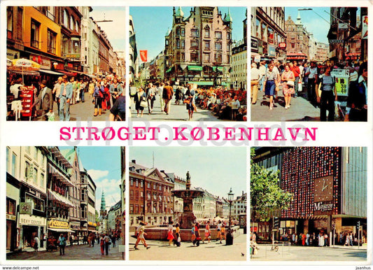 Copenhagen - Kopenhagen - Stroget - Pedestrian street - multiview - 1990 - Denmark - used - JH Postcards
