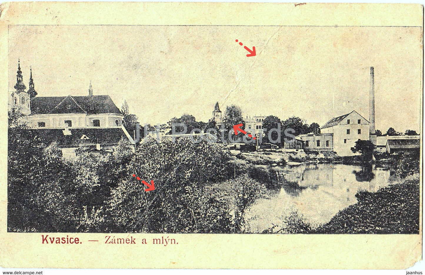 Kvasice - Zamek a mlyn - old postcard - Czech Republic - used - JH Postcards