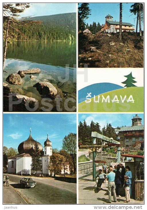 Sumava national park - Cerne lake - cottage - Zelezna Ruda - church - Czechoslovakia - Czech - used - JH Postcards