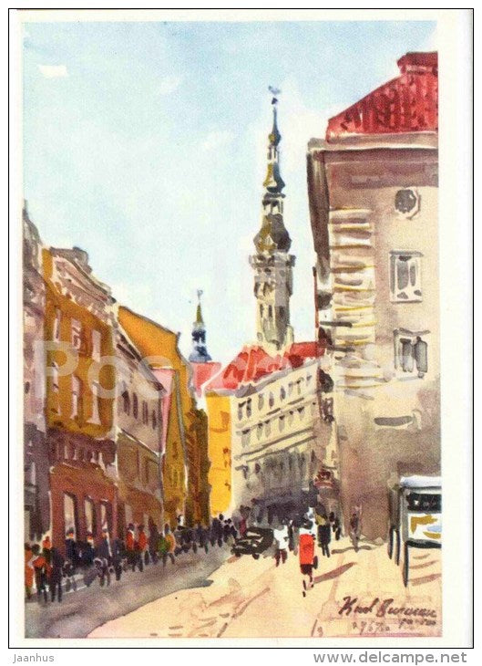 illustration by K. Burman - Viru street - Old Town - Tallinn - 1968 - Estonia USSR - unused - JH Postcards