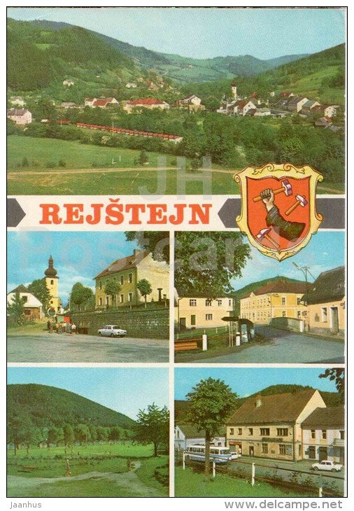 Rejstejn - Sumava - bus - town views - Czechoslovakia - Czech - used 1973 - JH Postcards