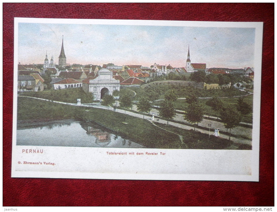 Pärnu - Pernau - A view of Pärnu - Tallinn Gate - old postcard REPRODUCTION!!! - 1984 - Estonia USSR - unused - JH Postcards