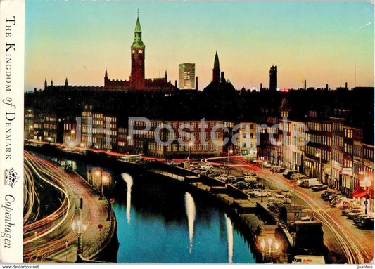 Copenhagen - Kobenhavn - Old Strand by Night - T 15 - 1964 - Denmark - used - JH Postcards