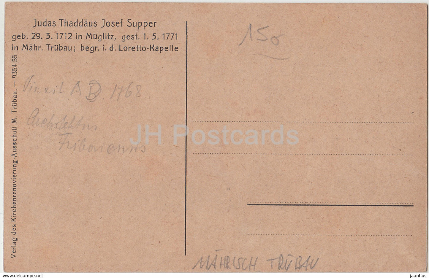 Judas Thaddaus - Josef Supper - Mahr Trubau - Moravska Trebova - Loretto Kapelle - carte postale ancienne - République tchèque - utilisé