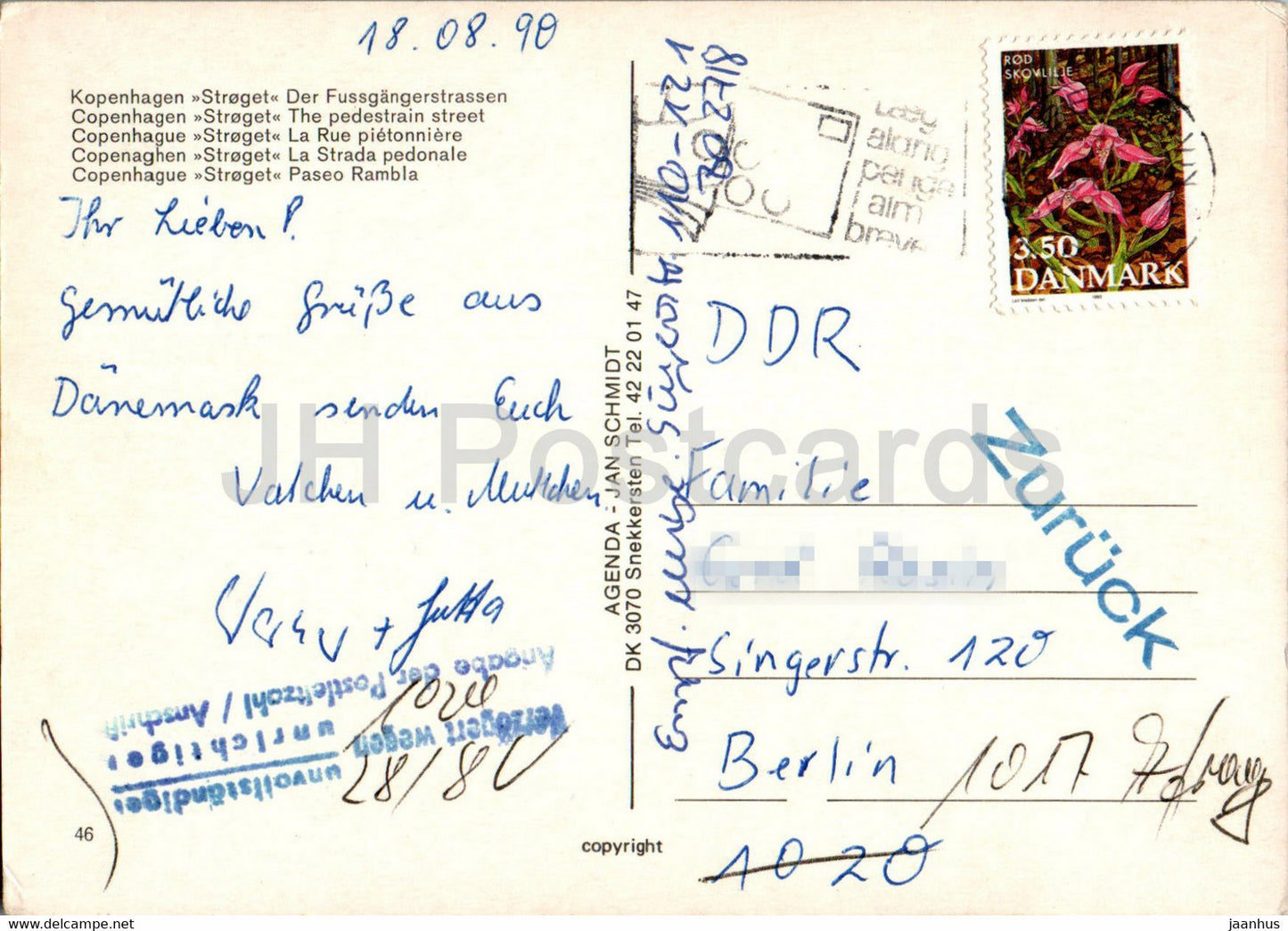 Copenhague - Kopenhagen - Stroget - Rue piétonne - multiview - 1990 - Danemark - utilisé