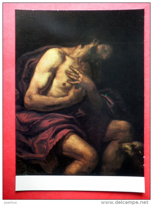 painting by unknown italian painter - St. John the Baptist , 16th century - italian art - unused - JH Postcards