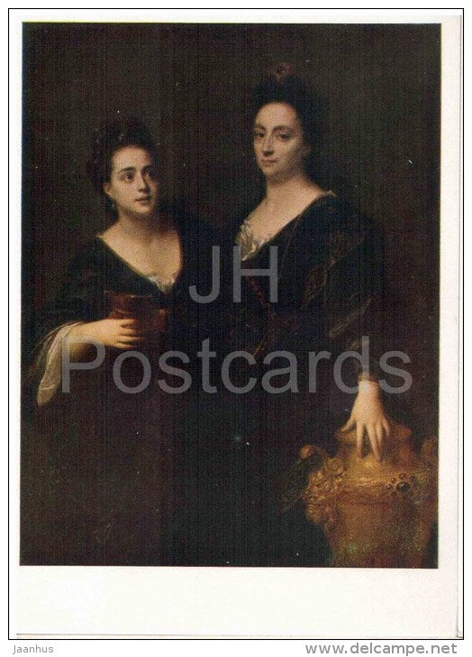 painting by Jean-Baptiste Santerre - Two Actresses - woman - french art - unused - JH Postcards