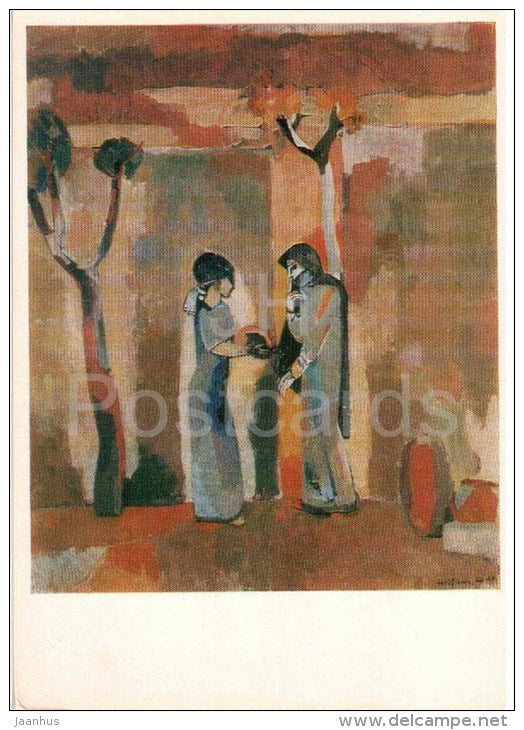 painting by M. Avetisyan - Meeting , 1965-67 - armenian art - unused - JH Postcards