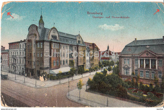 Bromberg - Bydgoszcz - Danziger und Bismarckstrasse - Feldpost - old postcard - 1916 - Poland - used - JH Postcards