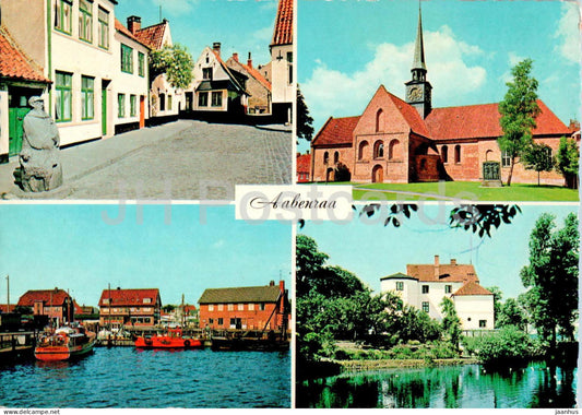 Aabernaa - Vaegterpladsen - Sct Nikolai Kirke - Havneparti - Slottet - church - multiview - 49 - 1972 - Denmark - used - JH Postcards