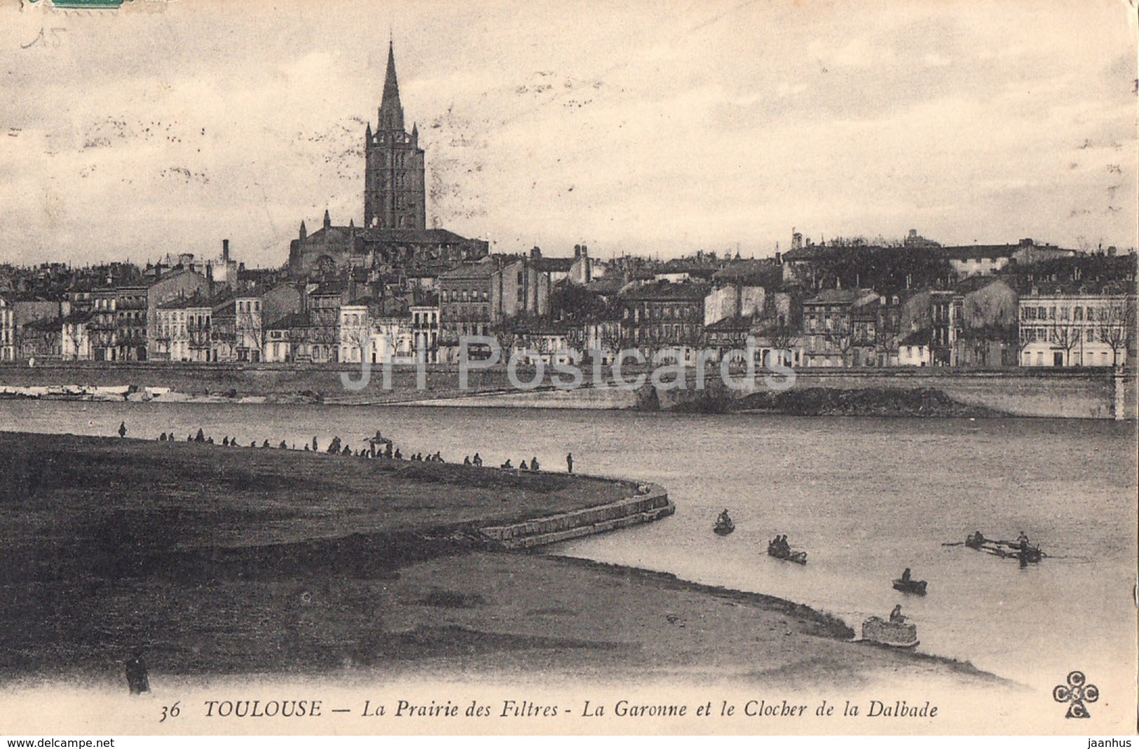 Toulouse - La Prairie des Filtres - La Garonne et le Clocher de Dalbade - 36 - old postcard - France - used - JH Postcards