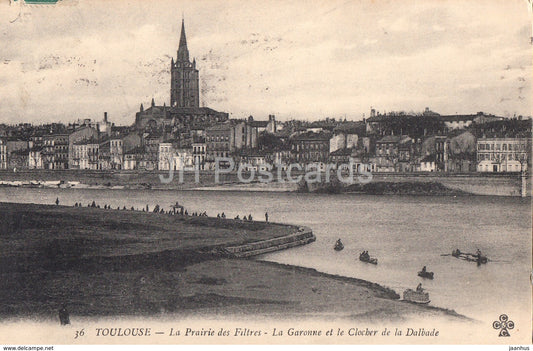 Toulouse - La Prairie des Filtres - La Garonne et le Clocher de Dalbade - 36 - old postcard - France - used - JH Postcards