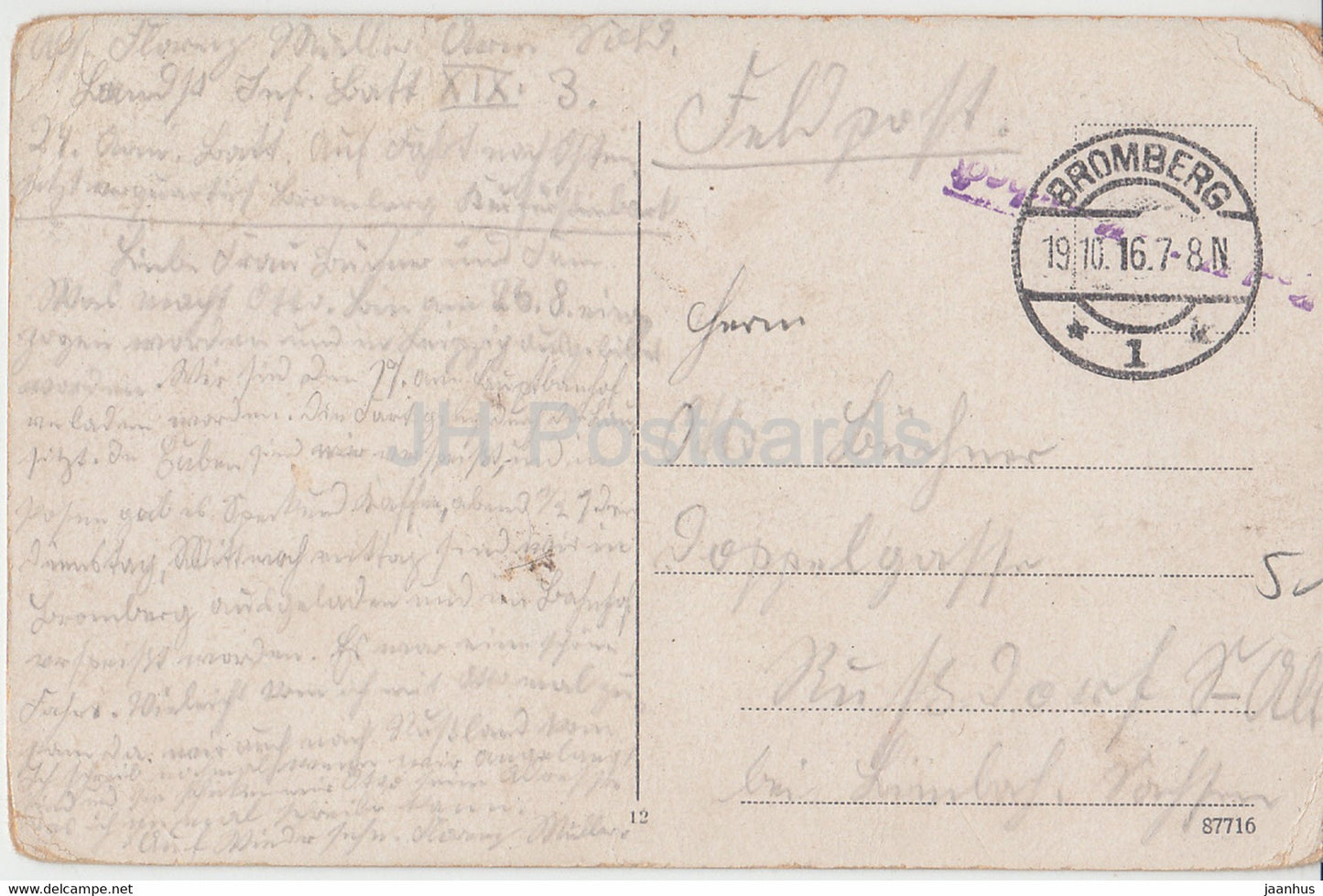 Bromberg - Bydgoszcz - Danziger und Bismarckstraße - Feldpost - alte Postkarte - 1916 - Polen - gebraucht