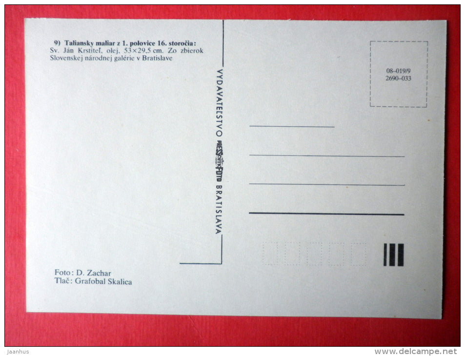 painting by unknown italian painter - St. John the Baptist , 16th century - italian art - unused - JH Postcards