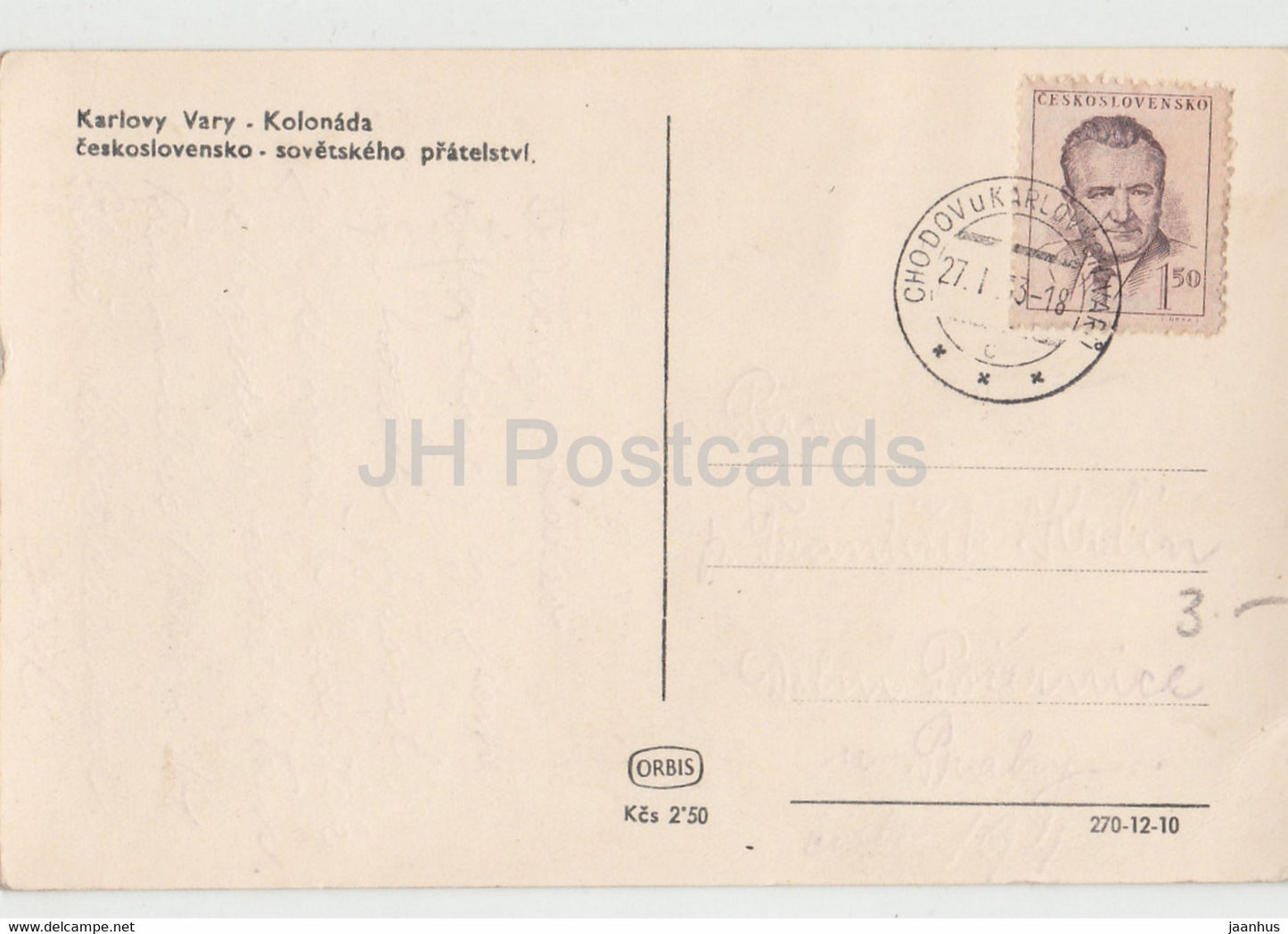 Karlovy Vary - Karlsbad - kolonada - Colonnade - carte postale ancienne - Tchécoslovaquie - République tchèque - utilisé