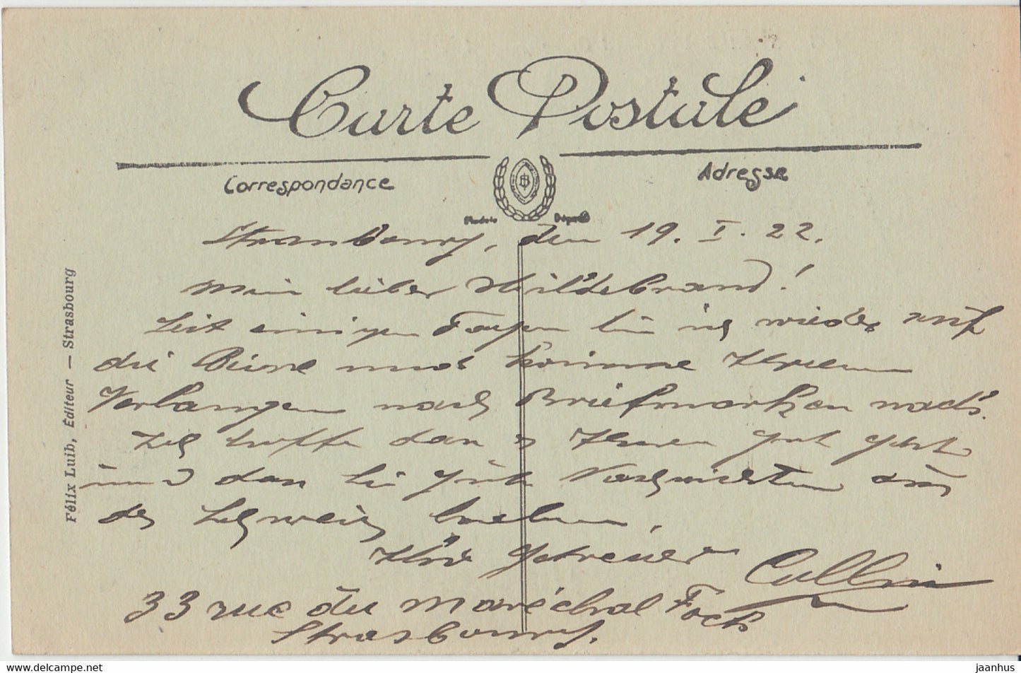 Strasbourg - L'Orangerie - old postcard - 193 - 1922 - France - used