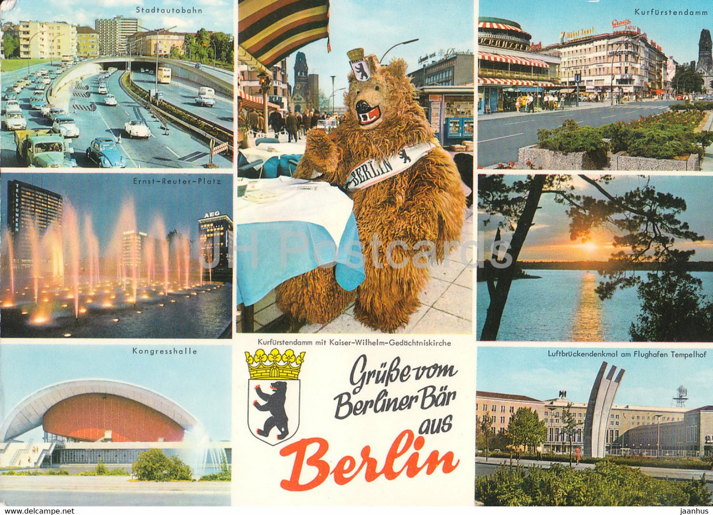 Grusse vom Berliner Bar aus Berlin - Stadtautobahn - Ernst Reuter Platz - Kongresshalle - Kurfurstendamm Germany - used - JH Postcards