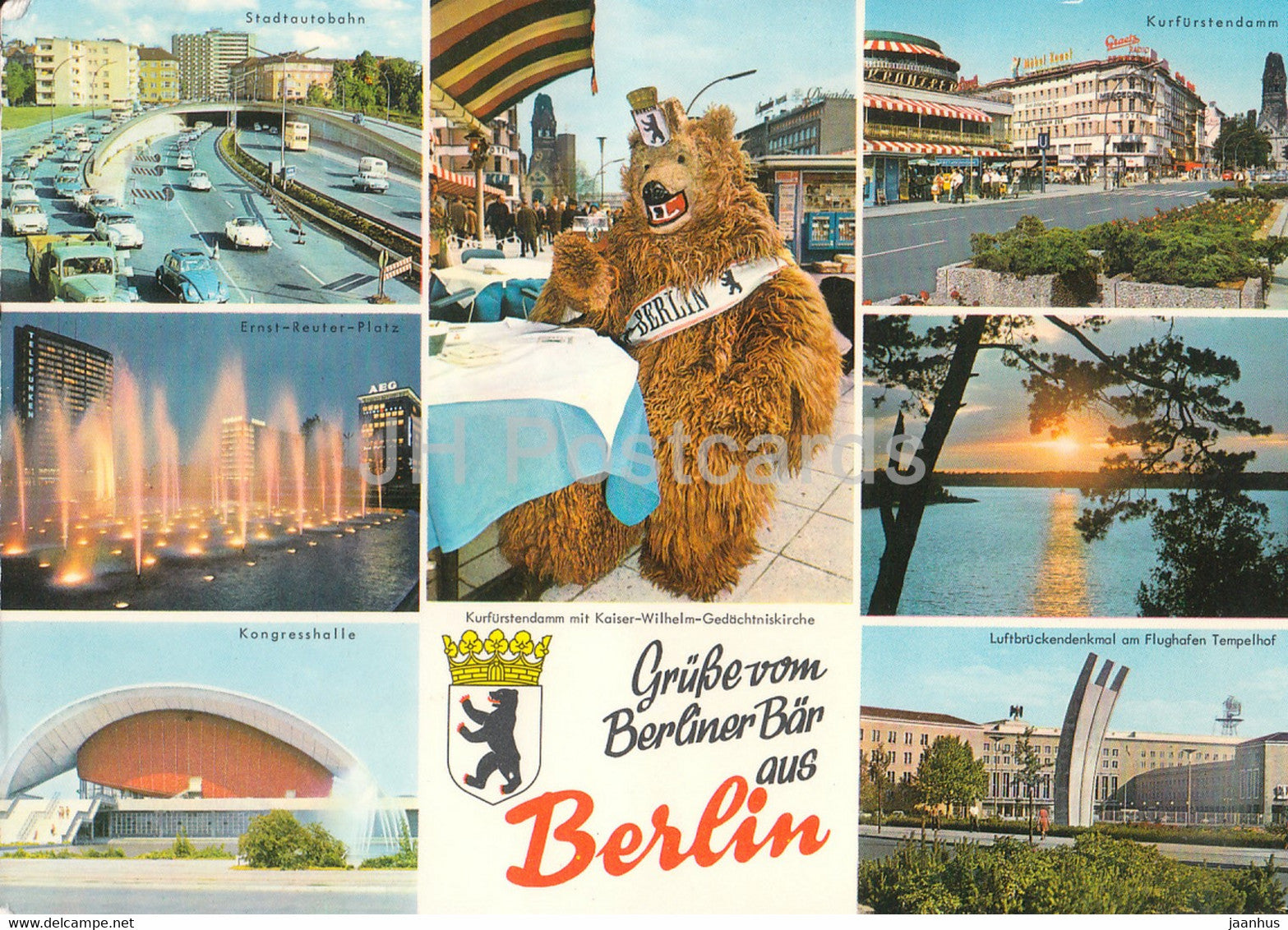 Grusse vom Berliner Bar aus Berlin - Stadtautobahn - Ernst Reuter Platz - Kongresshalle - Kurfurstendamm Germany - used - JH Postcards