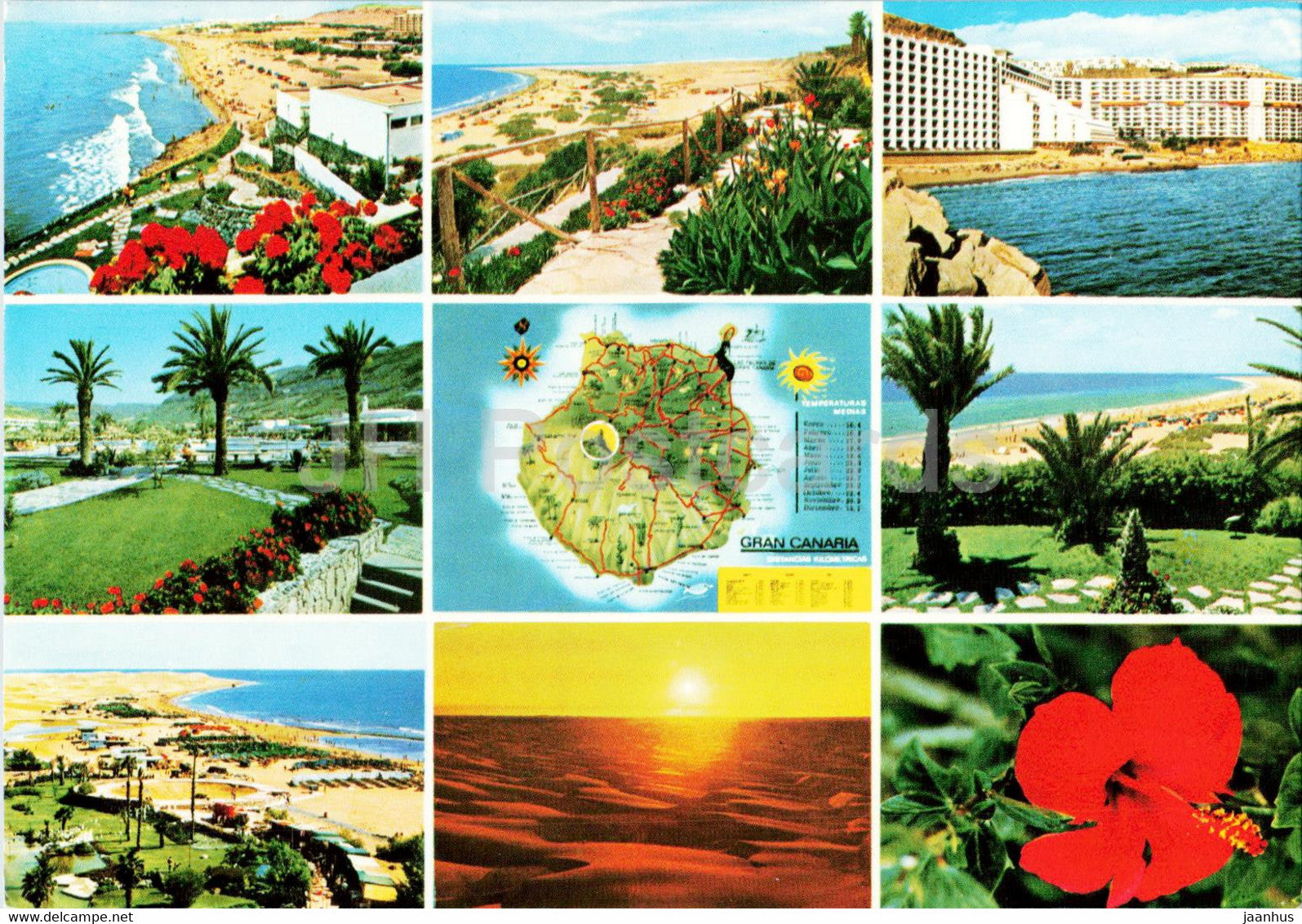 Gran Canaria - Souvenirs Playa del Ingles - map - multiview - Spain - unused - JH Postcards
