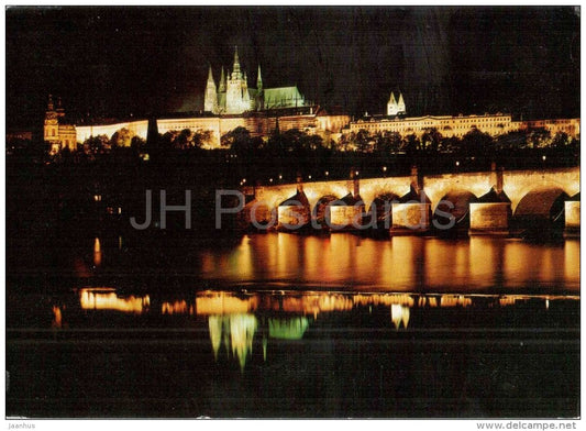 Praha - Prague Castle in the night - Czechoslovakia - Czech - unused - JH Postcards