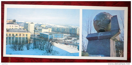 city view from hotel Polyarnye Zori - monument - Murmansk - 1981 - Russia USSR - unused - JH Postcards