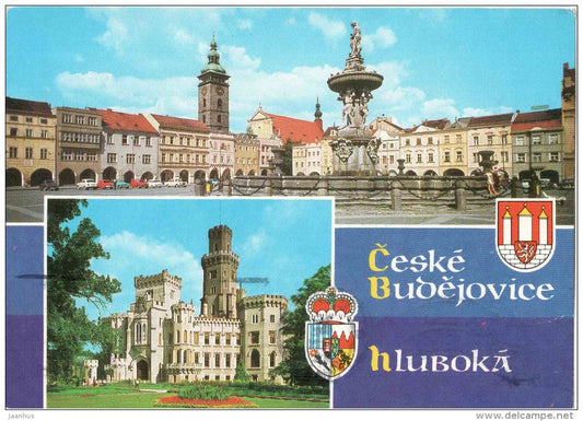Ceske Budejovice - Hluboka - castle - Czechoslovakia - Czech - used 1975 - JH Postcards