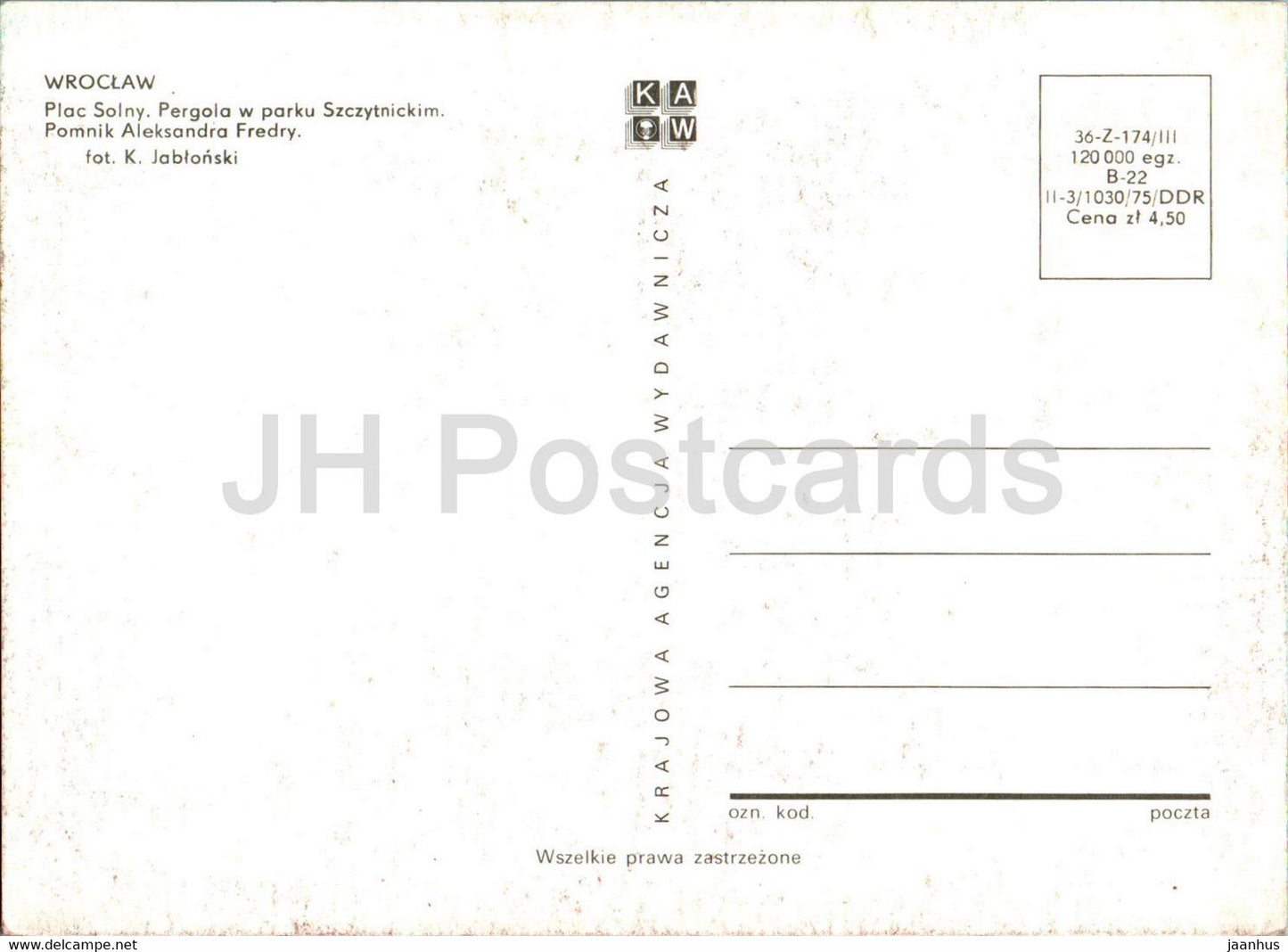Wroclaw - Plac Solny - Pergola - Pomnik Aleksandra Fredry - Monument à Aleksander Fredro - multiview - Pologne - inutilisé