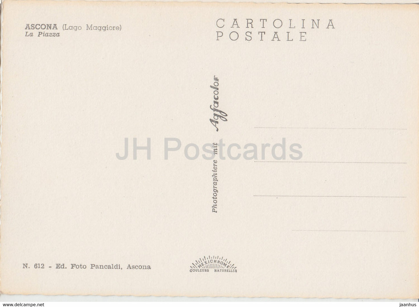 Ascona - Lago Maggiore - La Piazza - 612 - Suisse - inutilisé