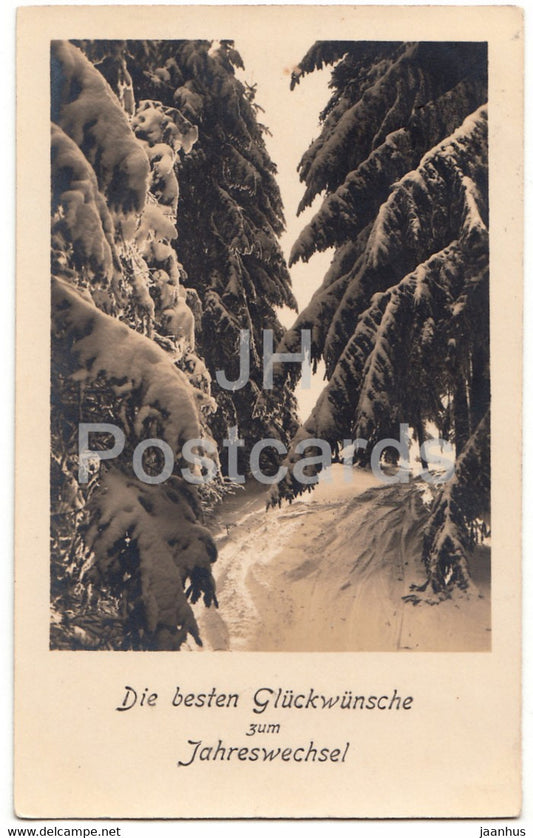 New Year Greeting Card - Die Besten Gluckwunsche zum Jahreswechsel - forest - J. Gaberell old postcard - Germany - used - JH Postcards