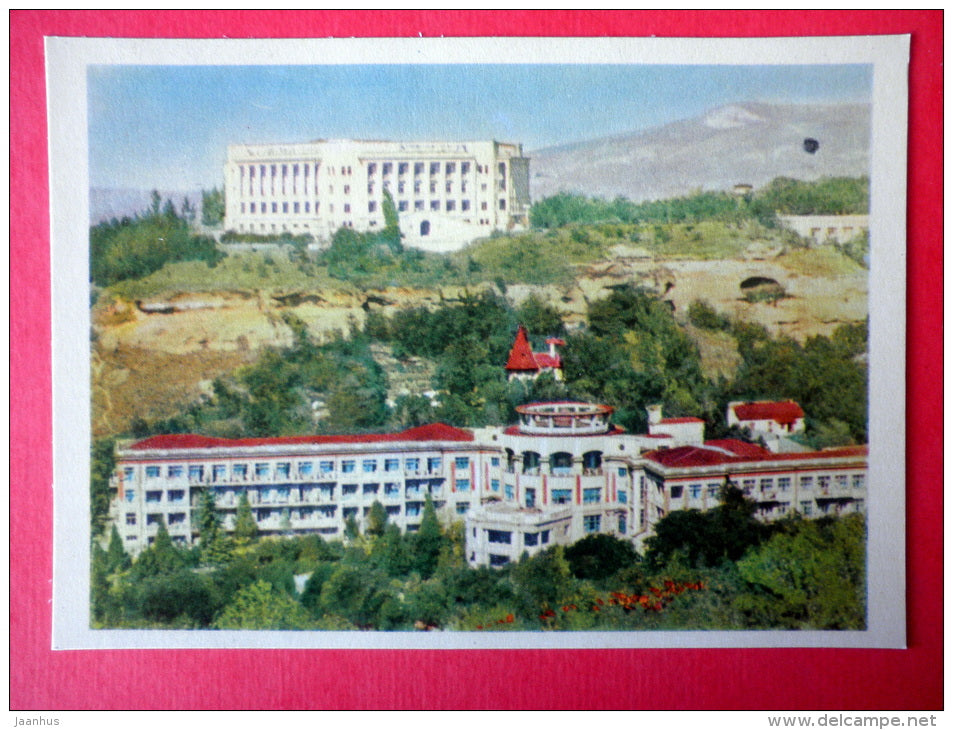 sanatoriums Gornye Vershiny (Mountain Peaks) and Rossiya (Russia) - Kislovodsk - Caucasus - 1963 - Russia USSR - unused - JH Postcards