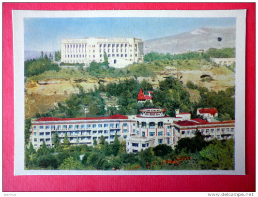 sanatoriums Gornye Vershiny (Mountain Peaks) and Rossiya (Russia) - Kislovodsk - Caucasus - 1963 - Russia USSR - unused - JH Postcards