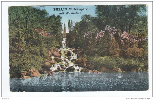 Viktoriapark mit Wasserfall - waterfall - Berlin - Germany - 147 Gustav Mandel - old postcard - unused - JH Postcards