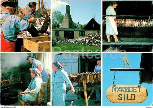Bornholm - Sildene roges - Arsdale - smoking fish - Ny-Roget Sild - herring - multiview - 1991 - Denmark - used - JH Postcards
