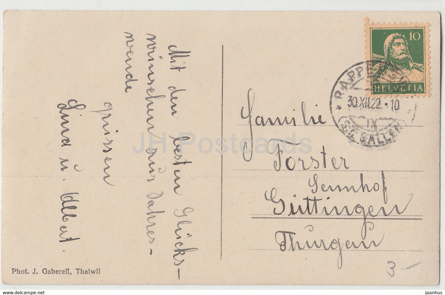 New Year Greeting Card - Die Besten Gluckwunsche zum Jahreswechsel - forest - J. Gaberell old postcard - Germany - used