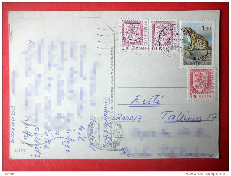 Teddybear - Snow leopard - 2467/2 - Finland - sent from Finland to Estonia USSR 1989 - JH Postcards