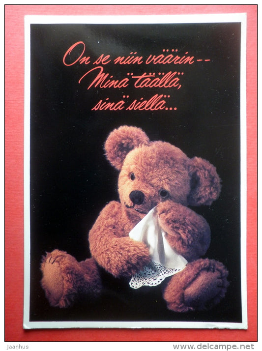 Teddybear - Snow leopard - 2467/2 - Finland - sent from Finland to Estonia USSR 1989 - JH Postcards