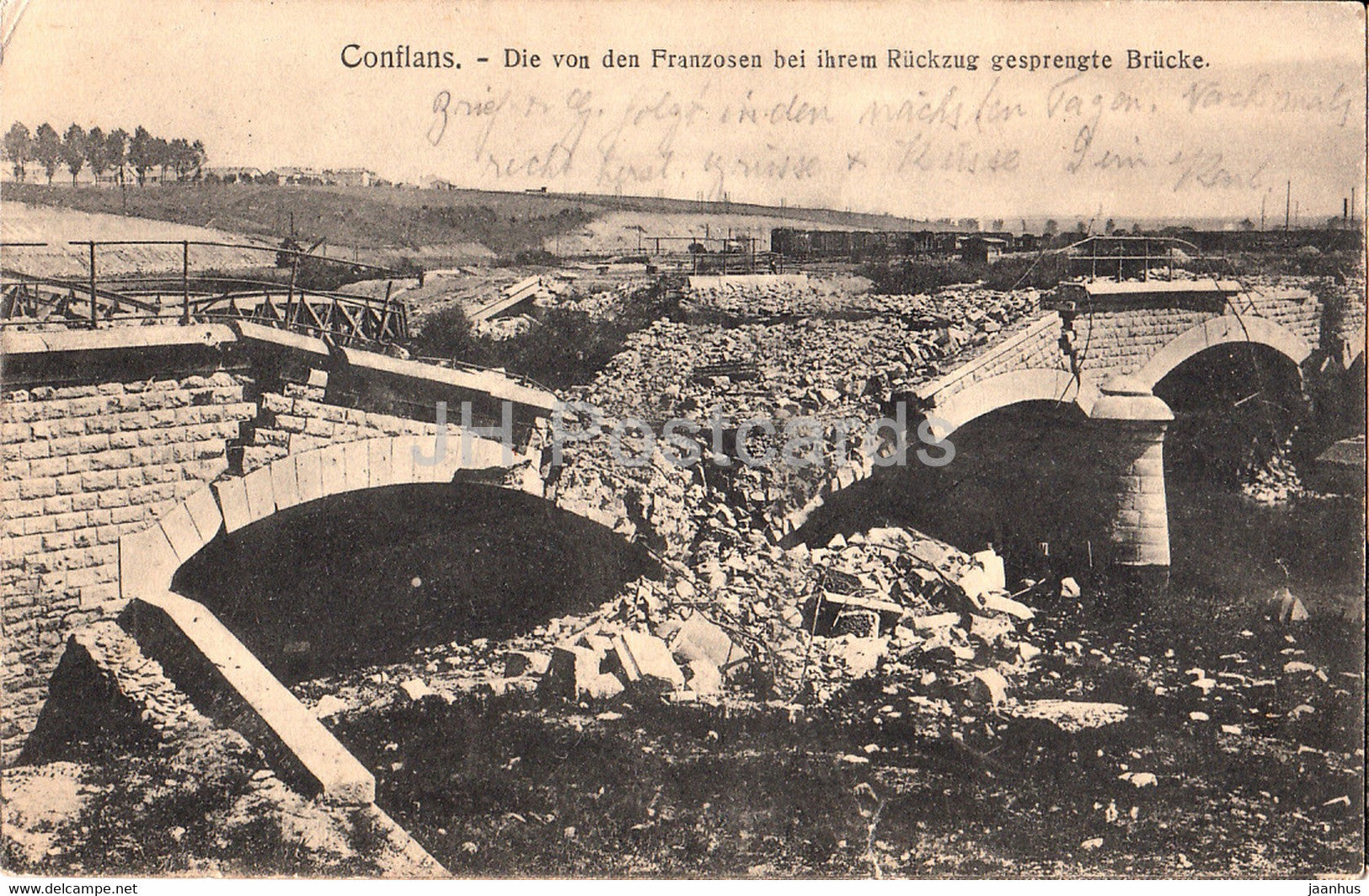 Conflans - Die von den Franzosen bei ihrem Rückzug gesprengte brucke - old postcard - feldpost - 1915 - France - used - JH Postcards
