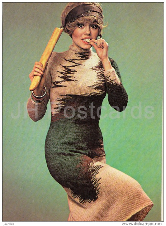 dress Hebe - woman - Sewing - fashion - handicraft - Poland - unused - JH Postcards