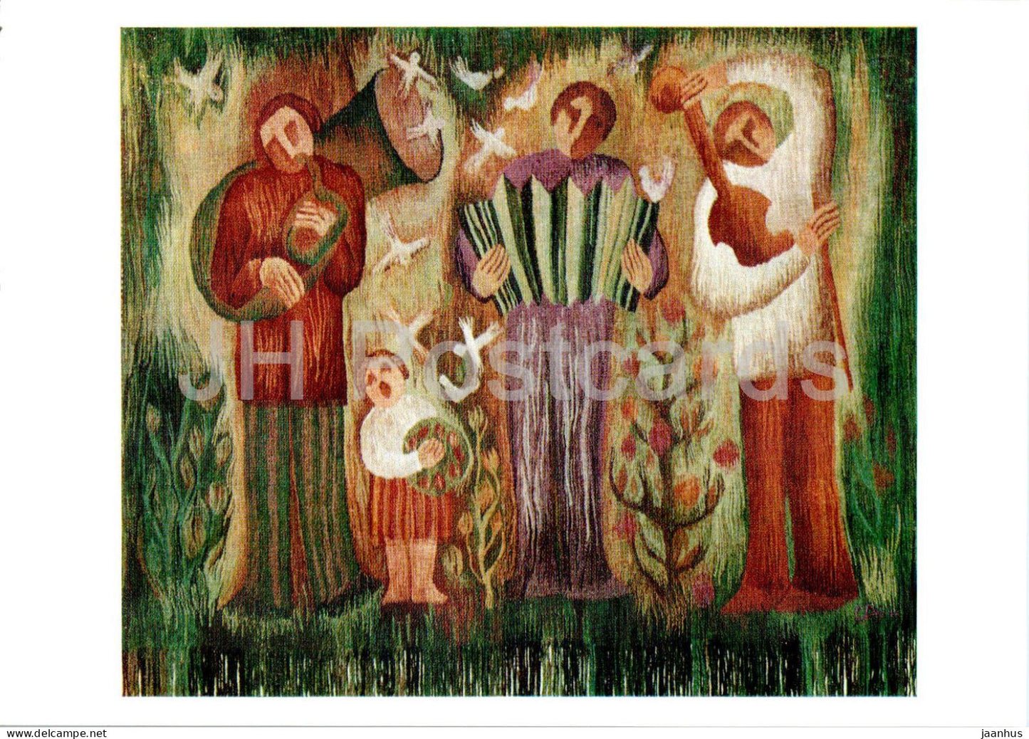 gobelin by Anita Celma - Folk Song - applied art - Latvian art - 1977 - Latvia USSR - unused - JH Postcards