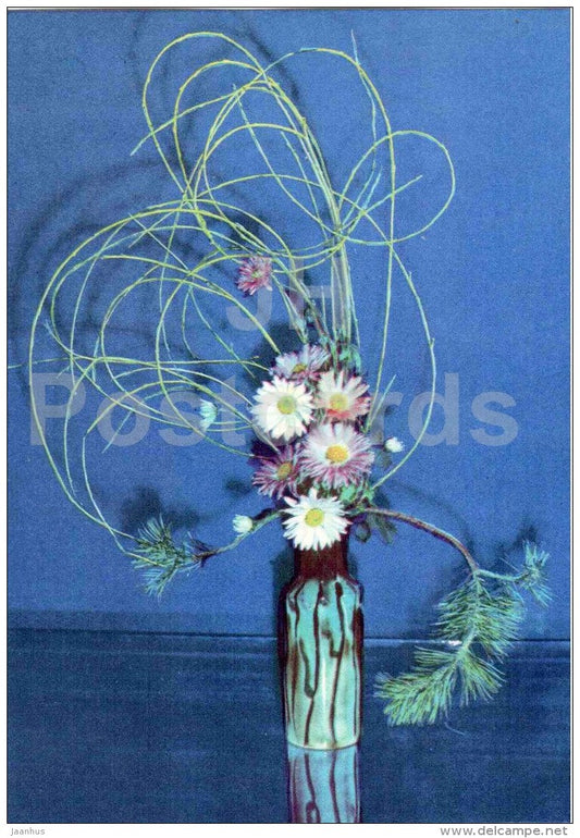 composition Wantonness - flowers - vase - ikebana - 1979 - Estonia USSR - unused - JH Postcards