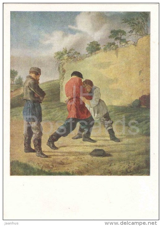 painting by I. Schedrovsky - Fighters - party - russian art - unused - JH Postcards